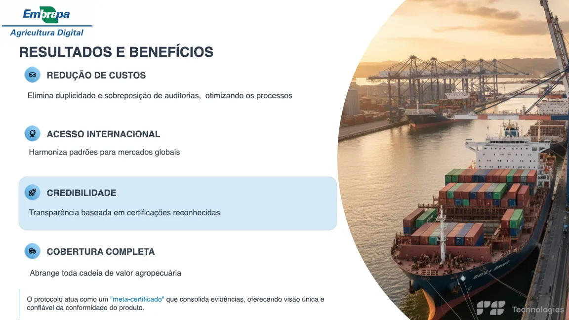 Quatro resultados do Protocolo: redução de custos, acesso internacional, credibilidade, cobertura